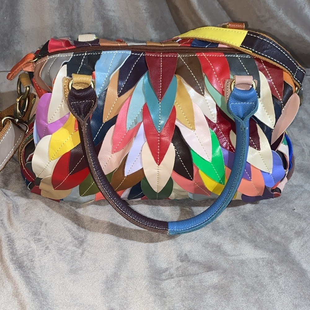 Agueda Leather Multicolored Shoulder Bag - Picture 2 of 12